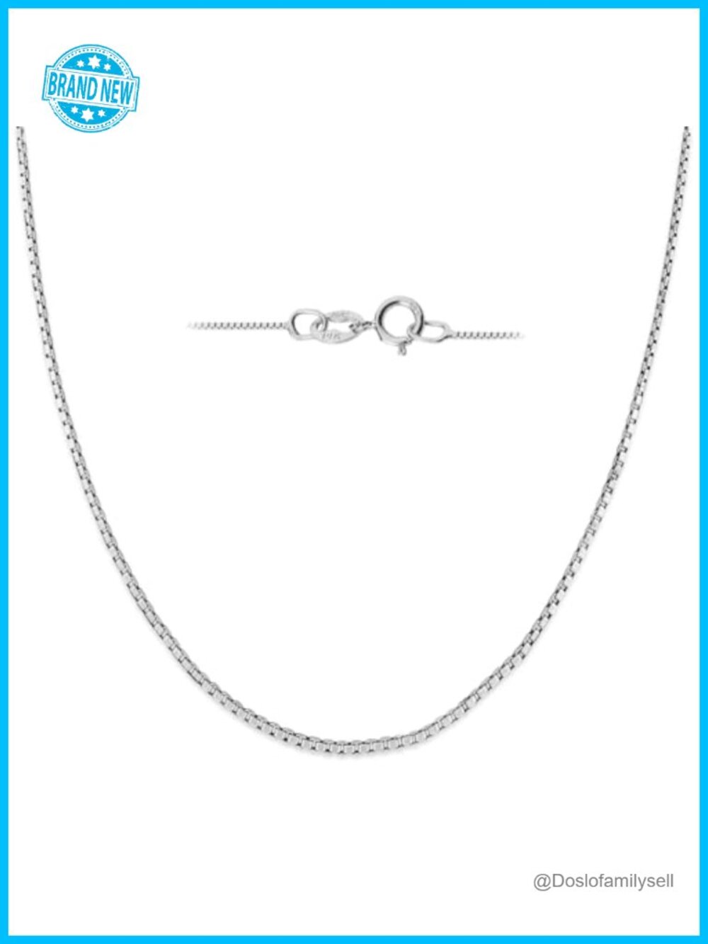10K Solid White Gold Box Chain Necklace 16 Inch Spring Ring Clasp Fine Jewelry